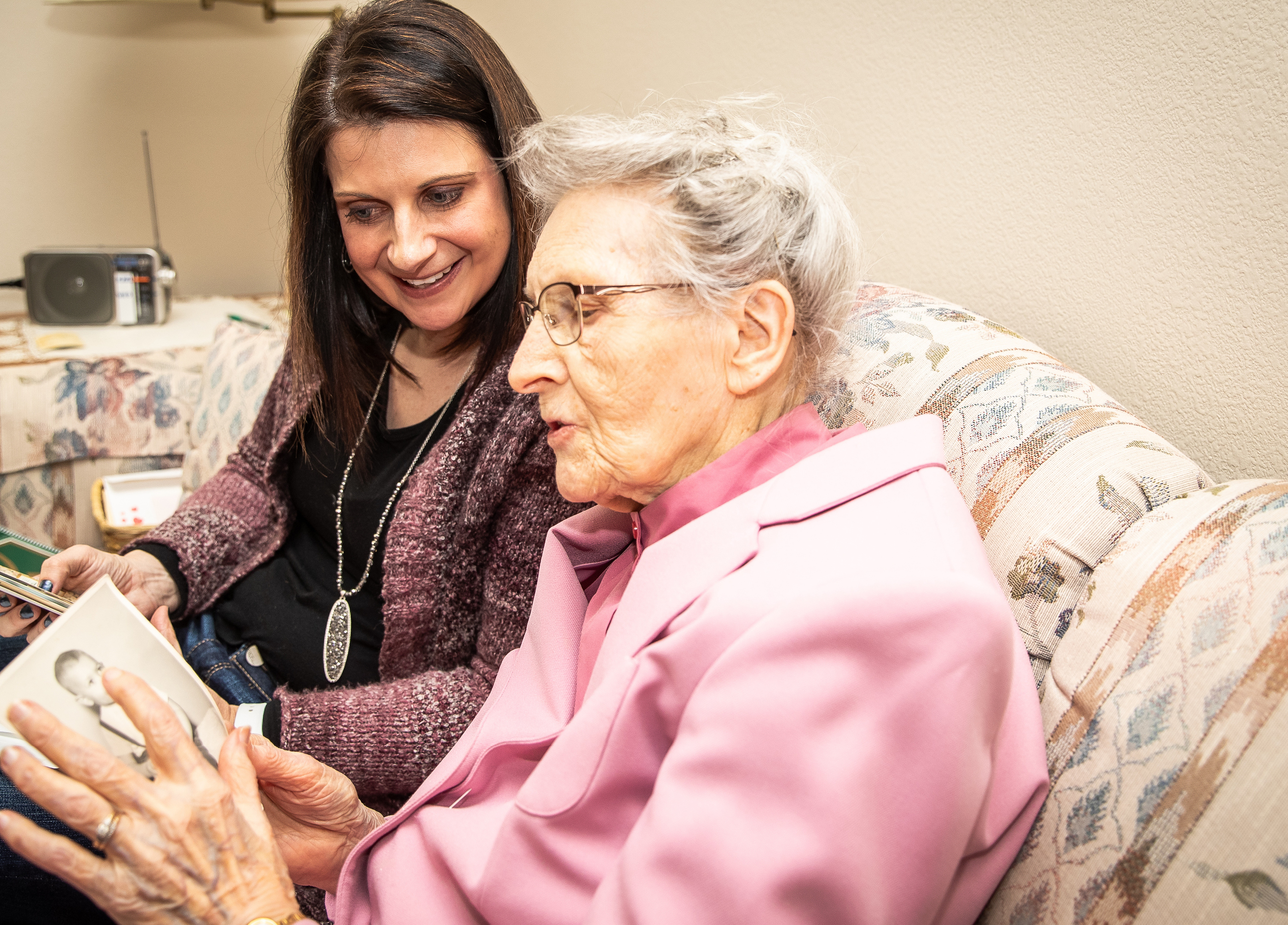 Elaine with memory care resident