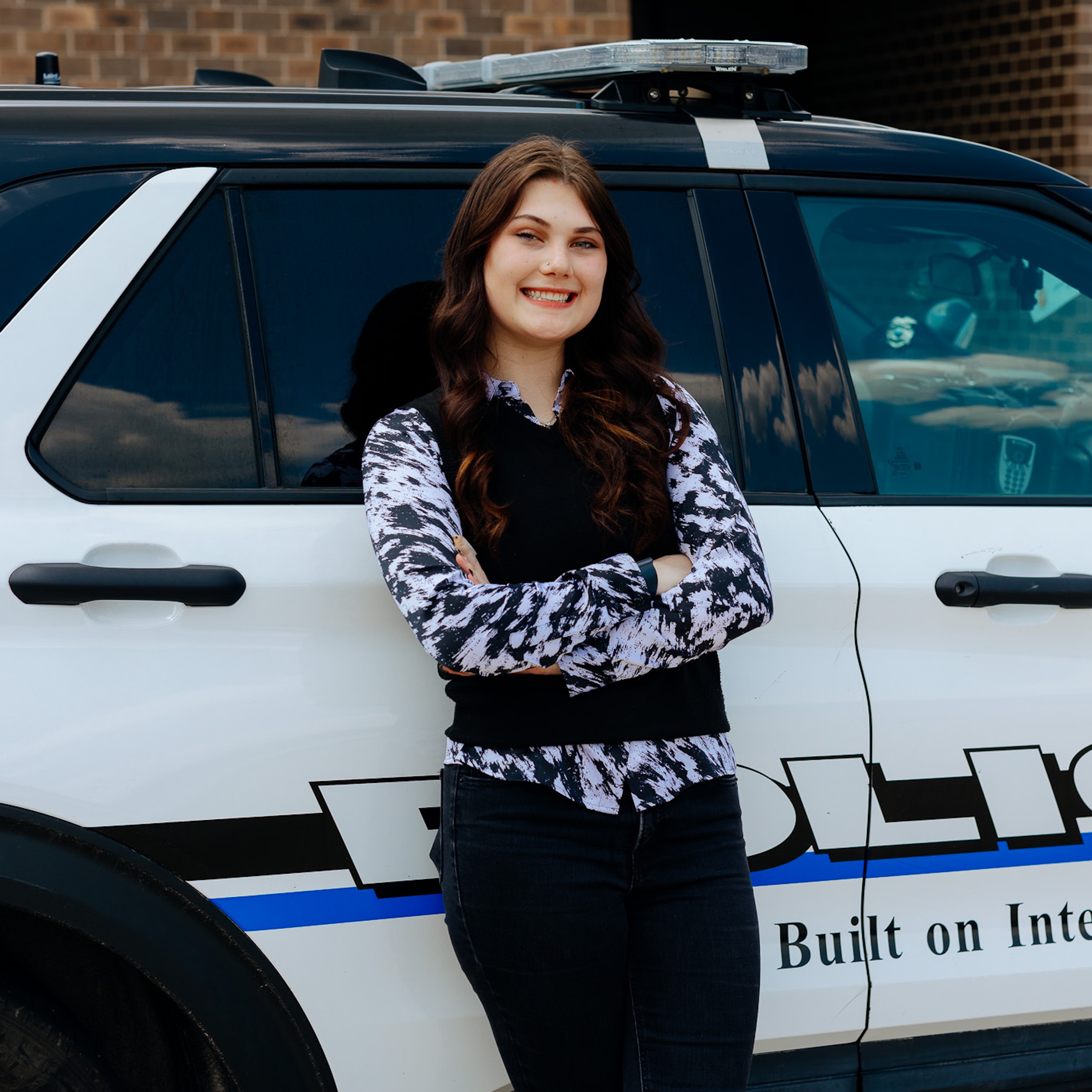 Criminology student at internship with police department