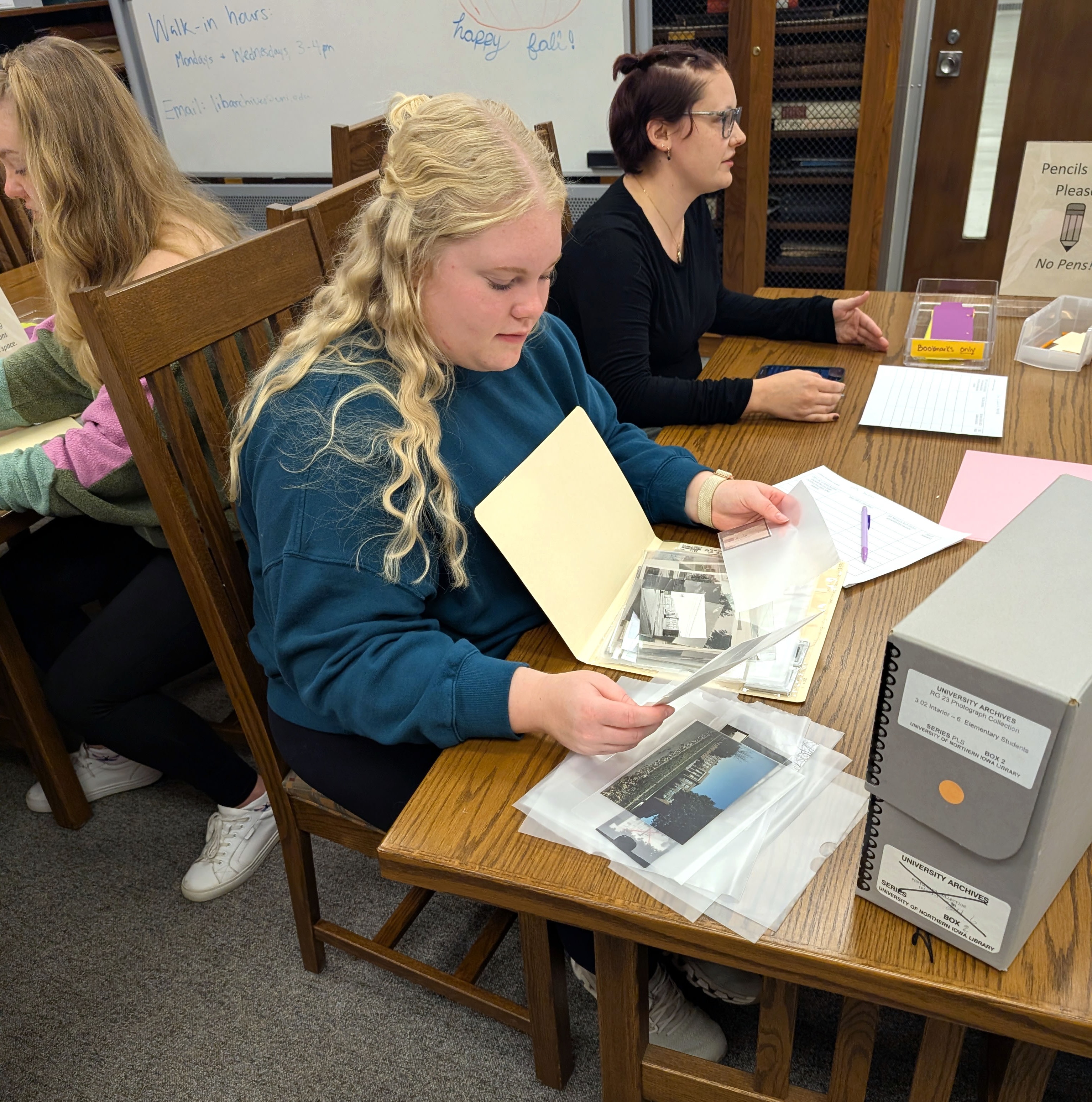Students working in Archives