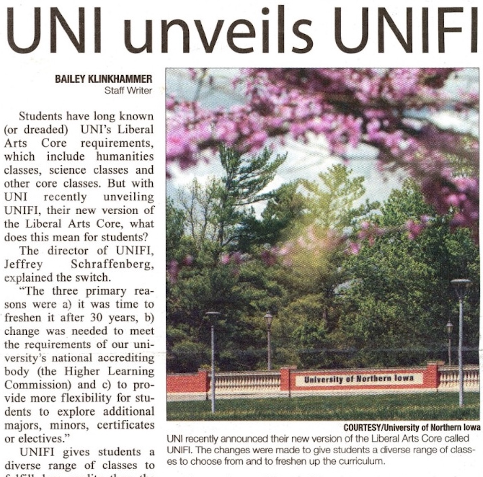 Clipping from paper, "UNI unveils UNIFI" “FI0030157,” , 2022 by UNI Special Collections & University Archives/Fortepan IA