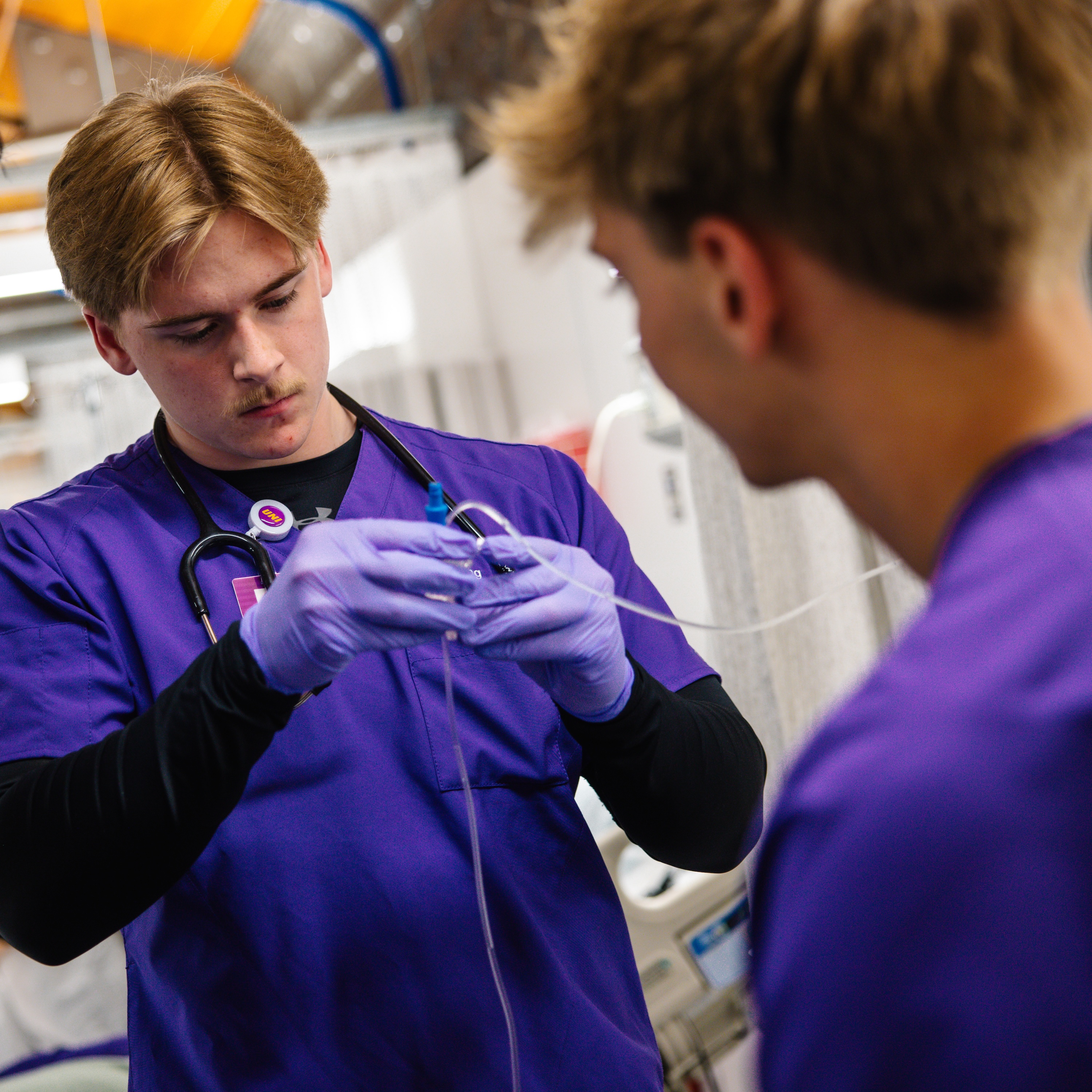 Nursing student with IV