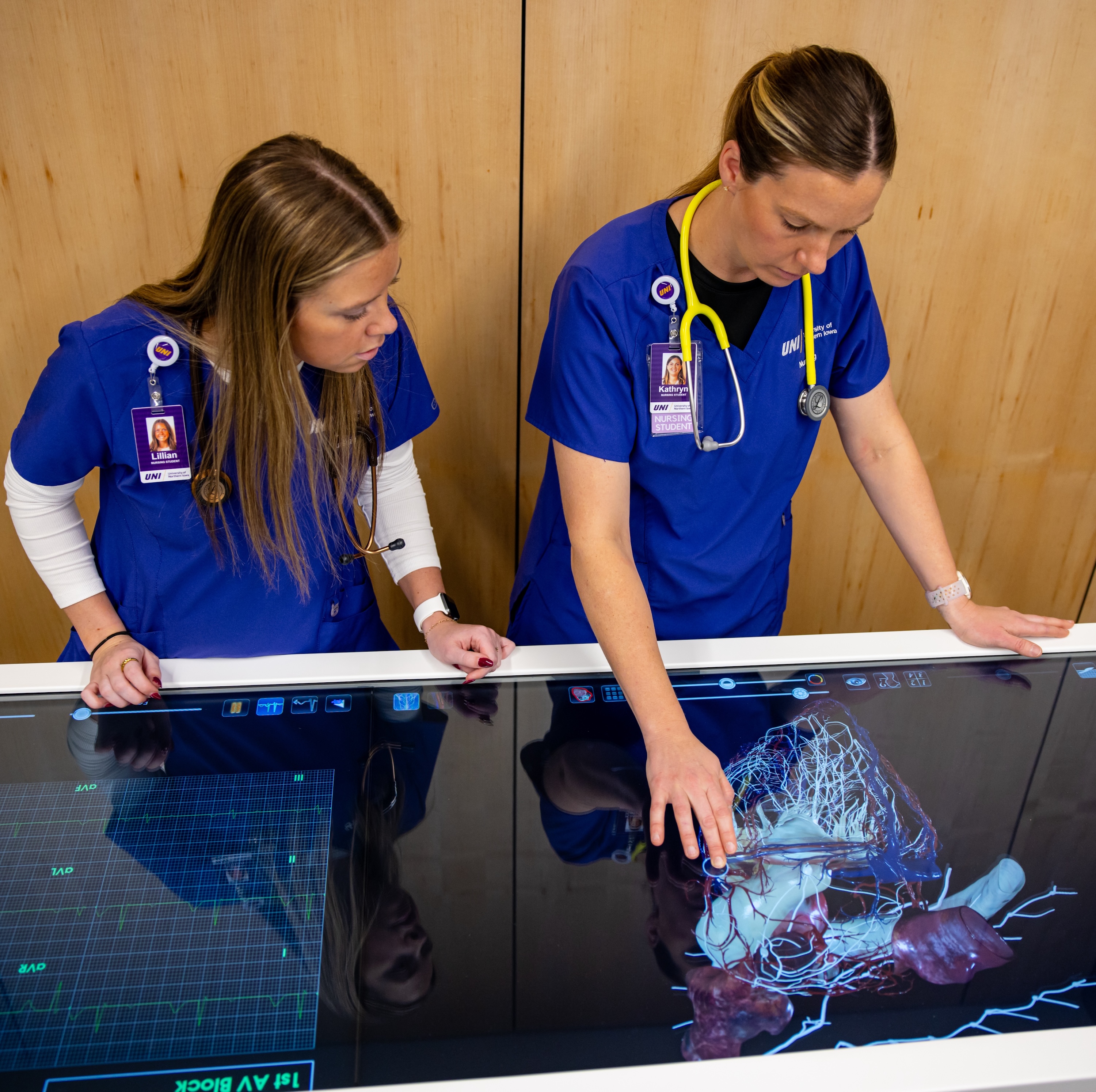 Nursing students at the Anatomage Table