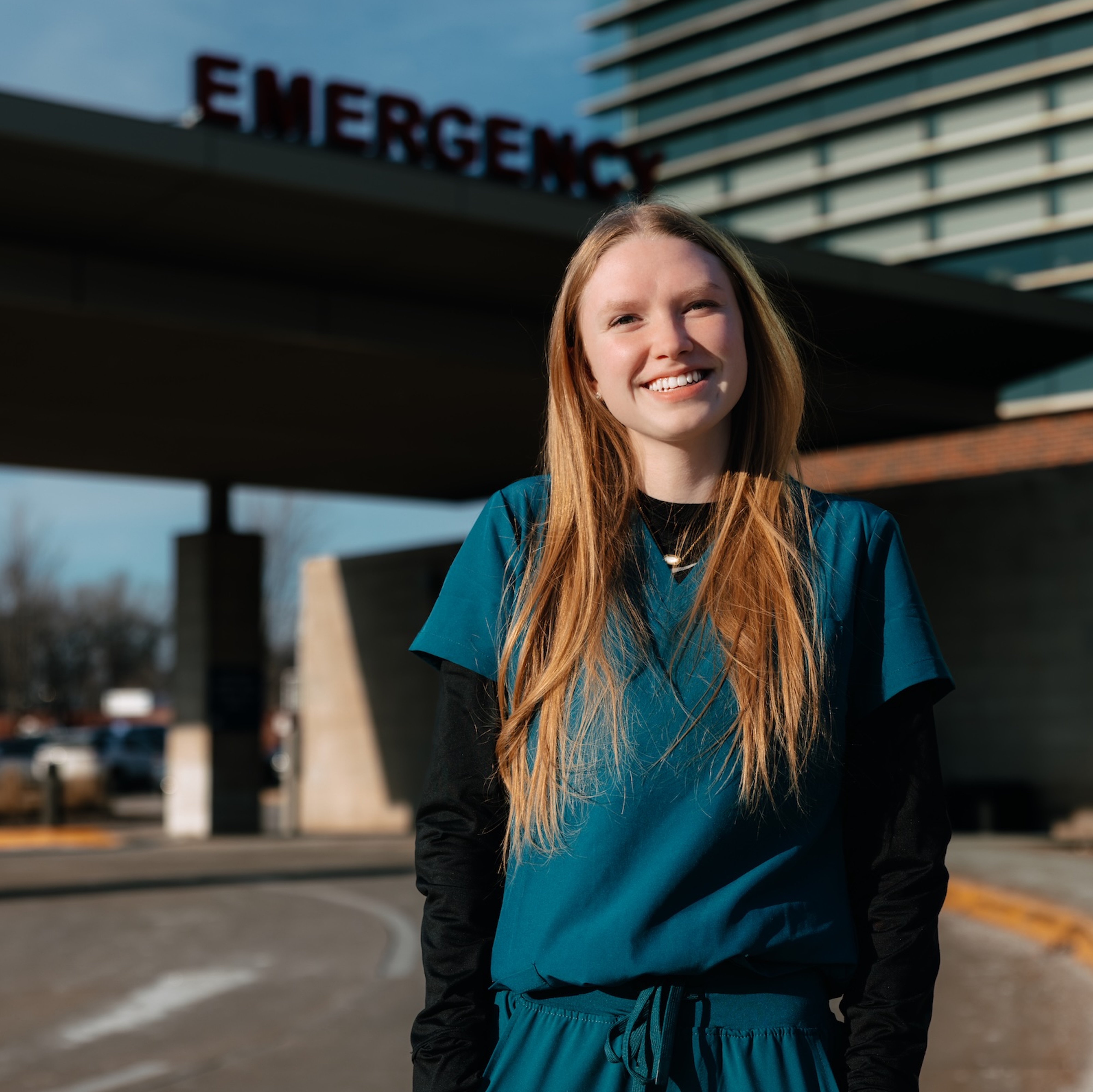 UNI psychology student outside emergency room for internship in emergency psych intake