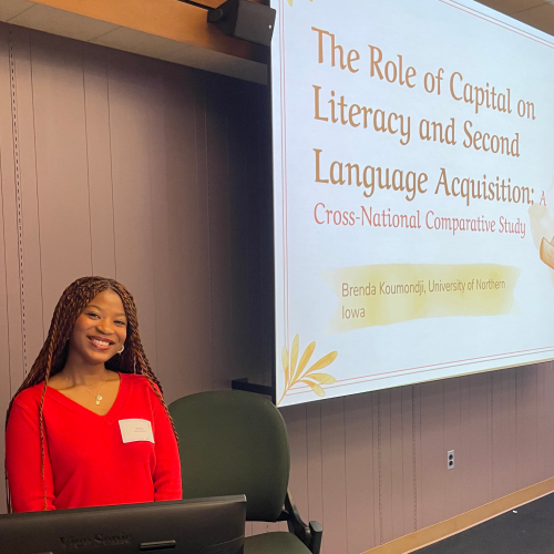 Sociology major Brenda presenting her research at the 2025 INSPIRE Conference